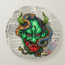 Green Dragon Tattoo Rundes Kissen