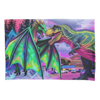 Green Dragon vs Dinosaur Kissenbezug