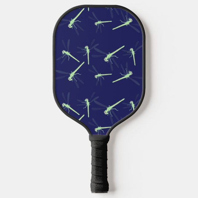 Green dragonflies on blue pickleball schläger (Vorderseite)