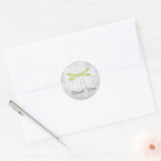 Green Dragonfly Danke Stickers (Umschlag)