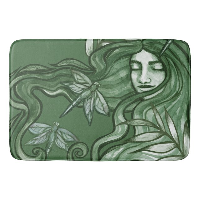 Green Dragonfly Goddess Art Dragonflies Badematte (Vorderseite)