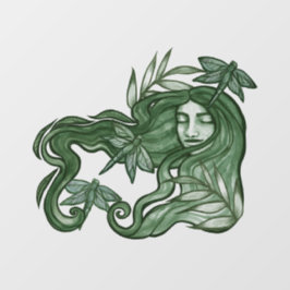 Green Dragonfly Goddess Art Dragonflies Fensteraufkleber