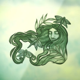 Green Dragonfly Goddess Art Dragonflies Fensteraufkleber