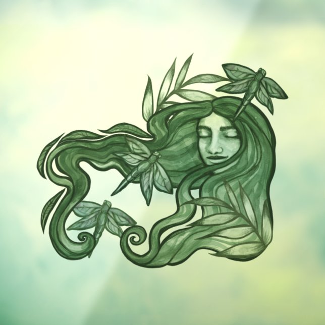 Green Dragonfly Goddess Art Dragonflies Fensteraufkleber (Blatt 3)