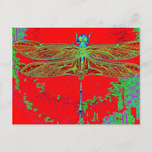 Green Dragonfly - Rote Geschenke von Sharles Postkarte