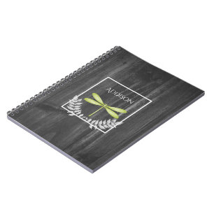 Green Dragonfly Rustikales Personalisiertes Notebo Notizblock