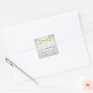 Green Dragonfly Save the Date Stickers