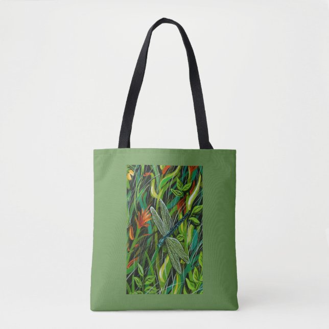 Green Dragonfly Tote Bag Tasche (Vorderseite)