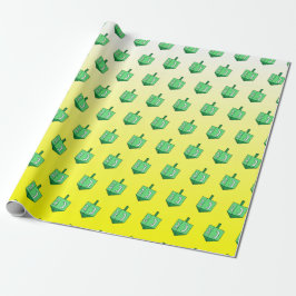 Green Dreidel auf Yellow Hanukkah Geschenkpapier