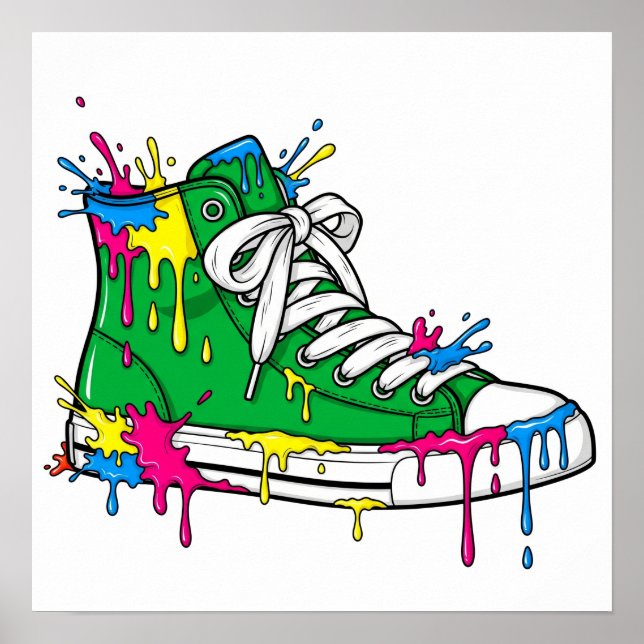 Green Drilling Paint Sneaker Poster (Vorne)