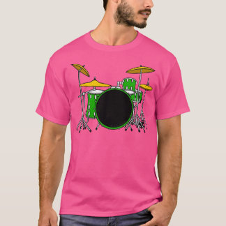 Green Drum Kit Drummer Musiker T-Shirt