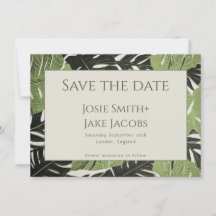 Green Dschungel Blätter Save the Date Karte