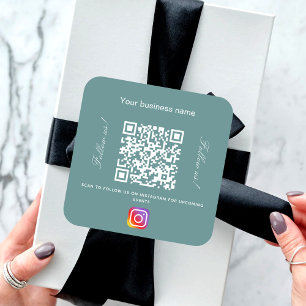 Green dunkle Cyan-Firmenname qr-Codeinstagramm Quadratischer Aufkleber