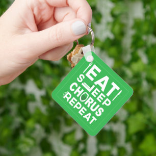 Green Eat Sleep Chorus Wiederholen Block Schlüssel Schlüsselanhänger