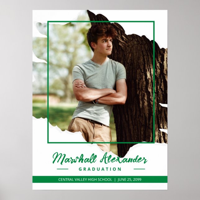 Green Edgy Abstrakt Torn Foto Abschluss Poster (Vorne)