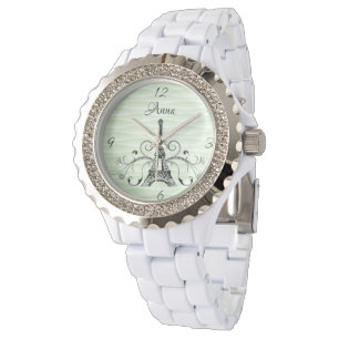 Green Eiffel Tower Blühe Watch Armbanduhr