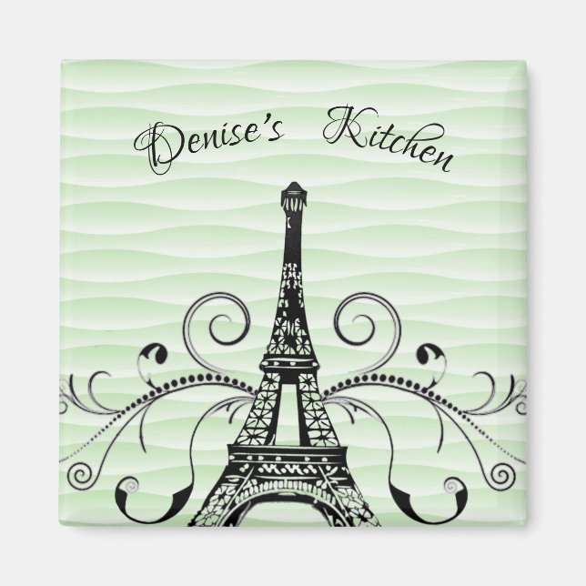 Green Eiffel Tower Blühte Magnet (Vorne)