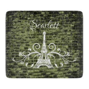 Green Eiffel Tower Grunge Cutting Board Schneidebrett