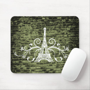 Green Eiffel Tower Grunge Mouse Pad Mousepad