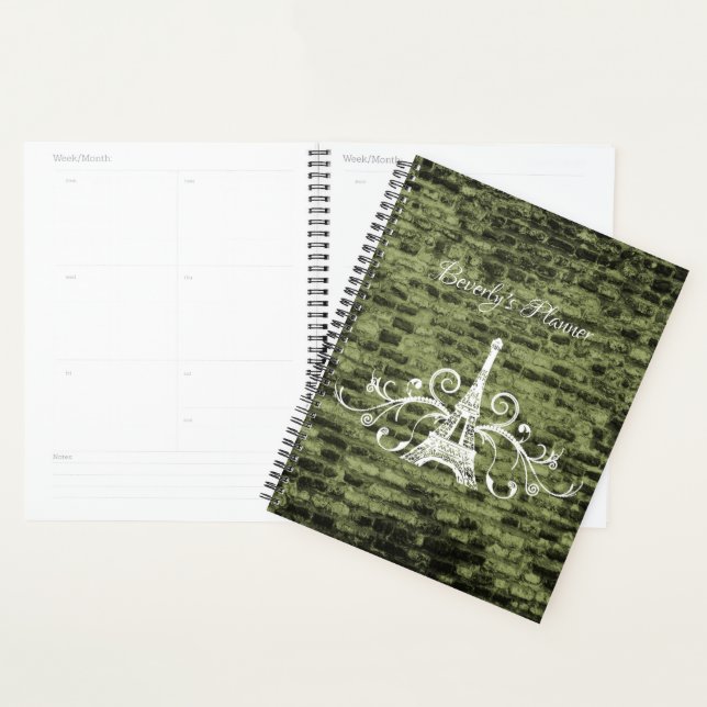 Green Eiffel Tower Grunge Planner Planer (Anzeige)