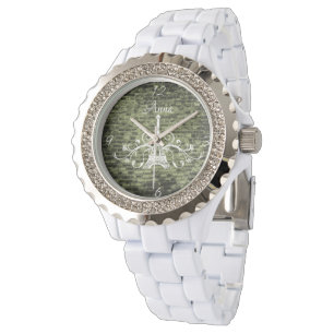 Green Eiffel Tower Grunge Watch Armbanduhr