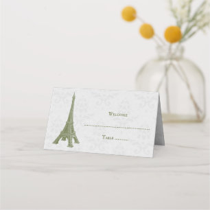 Green Eiffelturm Damask Empfang Platzkarte