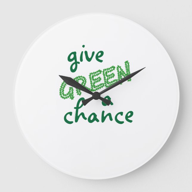 GREEN eine Chance geben Große Wanduhr (Vorderseite)