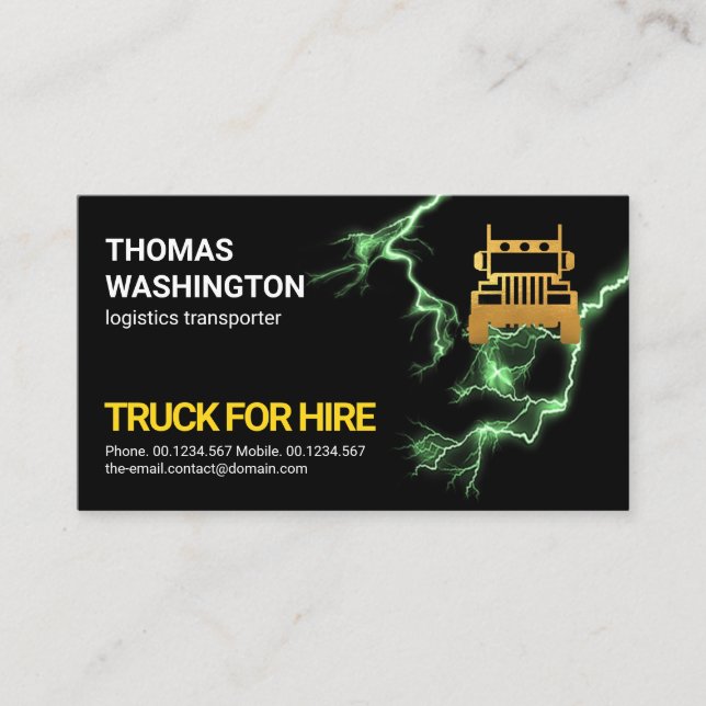 Green Electric Lightning Gold Trucking Transport Visitenkarte (Vorderseite)