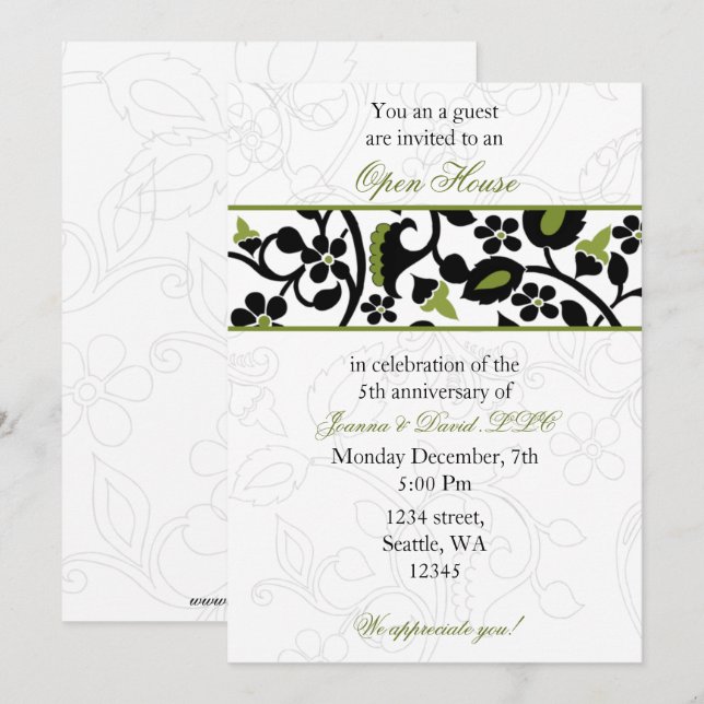 Green Elegant Corporate party Invitation (Devant / Derrière)