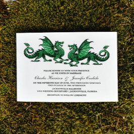 Green Elegant Dragon Wedding Invite Einladung