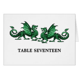 Green Elegant Dragons Tischnummer Card