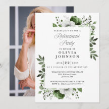 Green Elegant Floral Retirement Party Foto