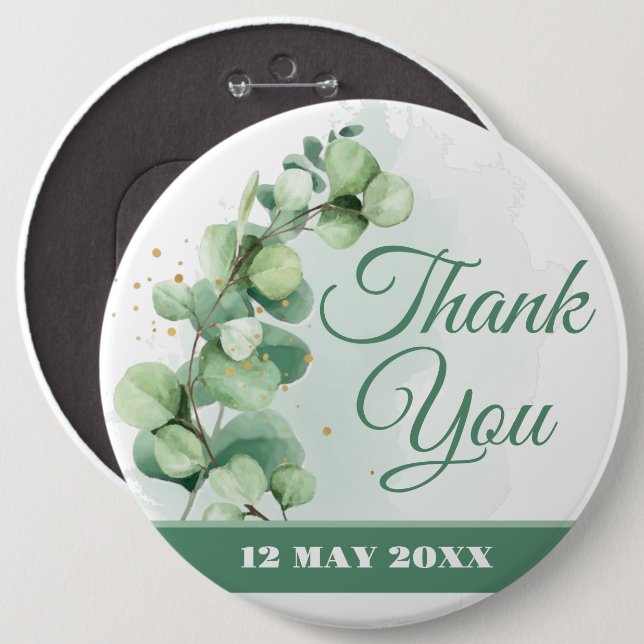 Green Elegant Green Memorial danke Ihnen Knöpfe Button (Vorne & Hinten)