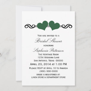Green Elegant Hearts Fête des mariées Invitation