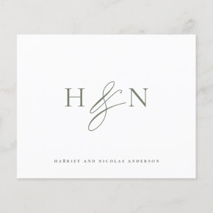 Green Elegant Monogram Wedding Danke Card