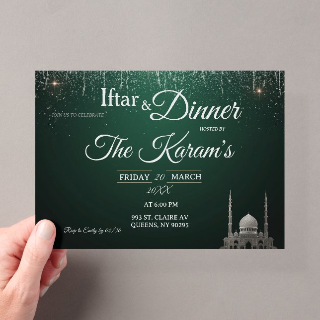 Green Elegant Mosque Ramadan Iftar Party  Acryleinladungen (Insitu (Handheld))
