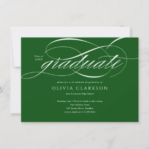 Green Elegant Script Foto Graduation Party Einladung