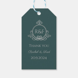 Green Elegant Silver Calligraphy Wedding Danke Geschenkanhänger