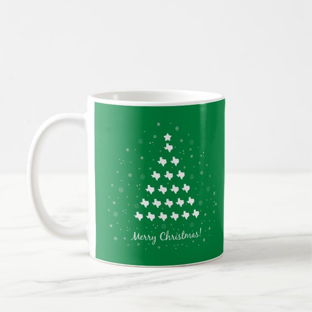 Green Elegant Texas Christmas Tree Café Mug (Gauche)