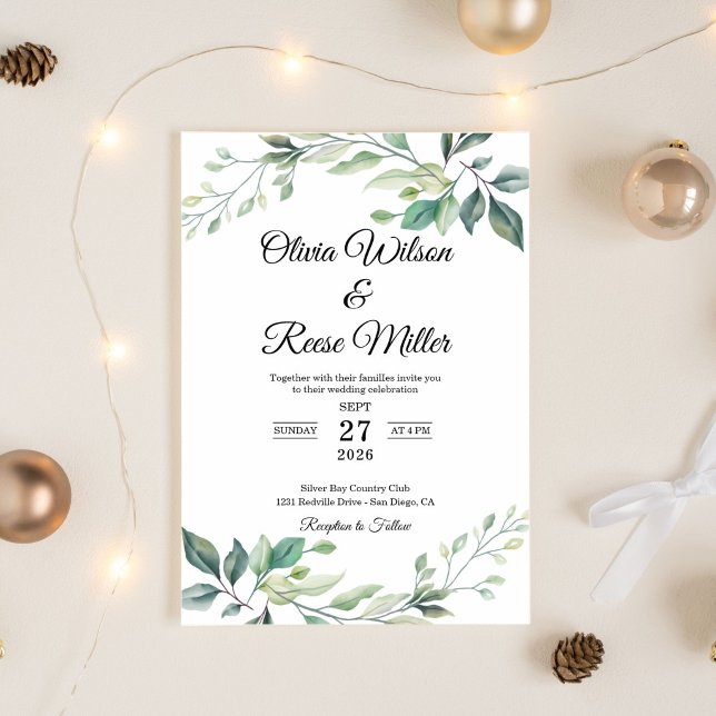 Green Elegant Wedding Einladung (wedding-invitations)