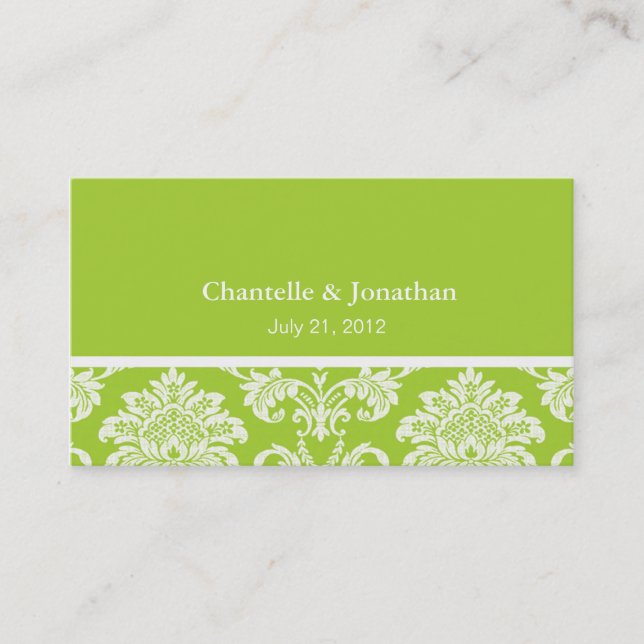 Green Elegante Damask Business Card Visitenkarte (Vorderseite)