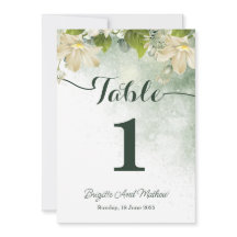 Green Elegante Wedding Tischnummer Card