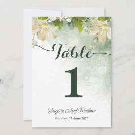 Green Elegante Wedding Tischnummer Card