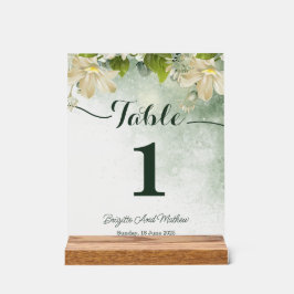 Green Elegante Wedding Tischnummer Card Acrylschild