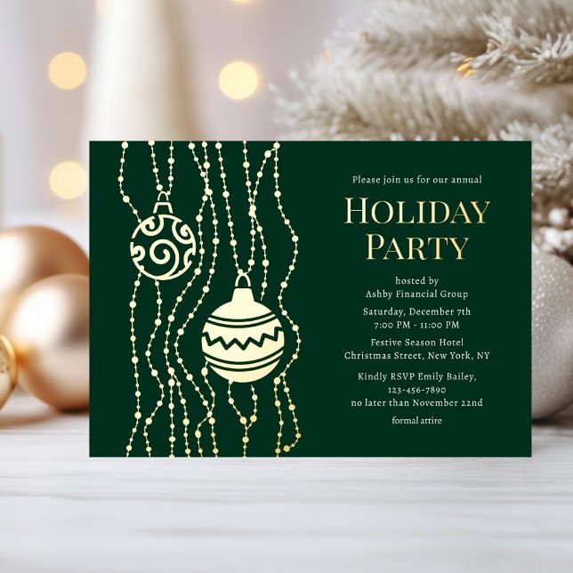 Green Elegantes Weihnachts-Party Corporate Holiday Folieneinladung (Von Creator hochgeladen)