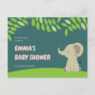 Green Elephant Baby Dusche Postkarte