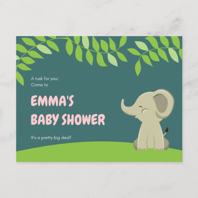 Green Elephant Baby Dusche Postkarte (Vorderseite)