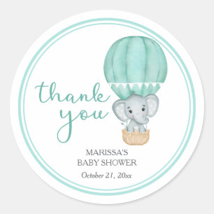 Green Elephant Baby Dusche Runder Aufkleber