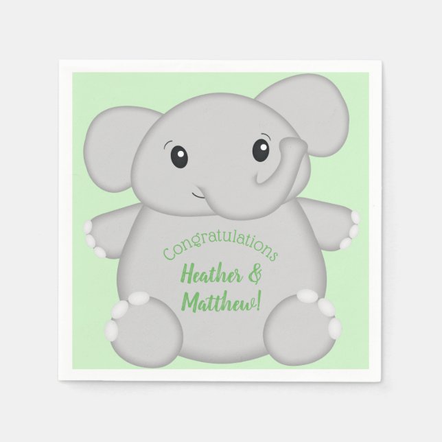 Green Elephant Baby Dusche Serviette (Vorderseite)