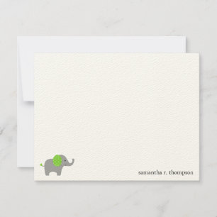 Green Elephant Baby shower Merci Carte Note